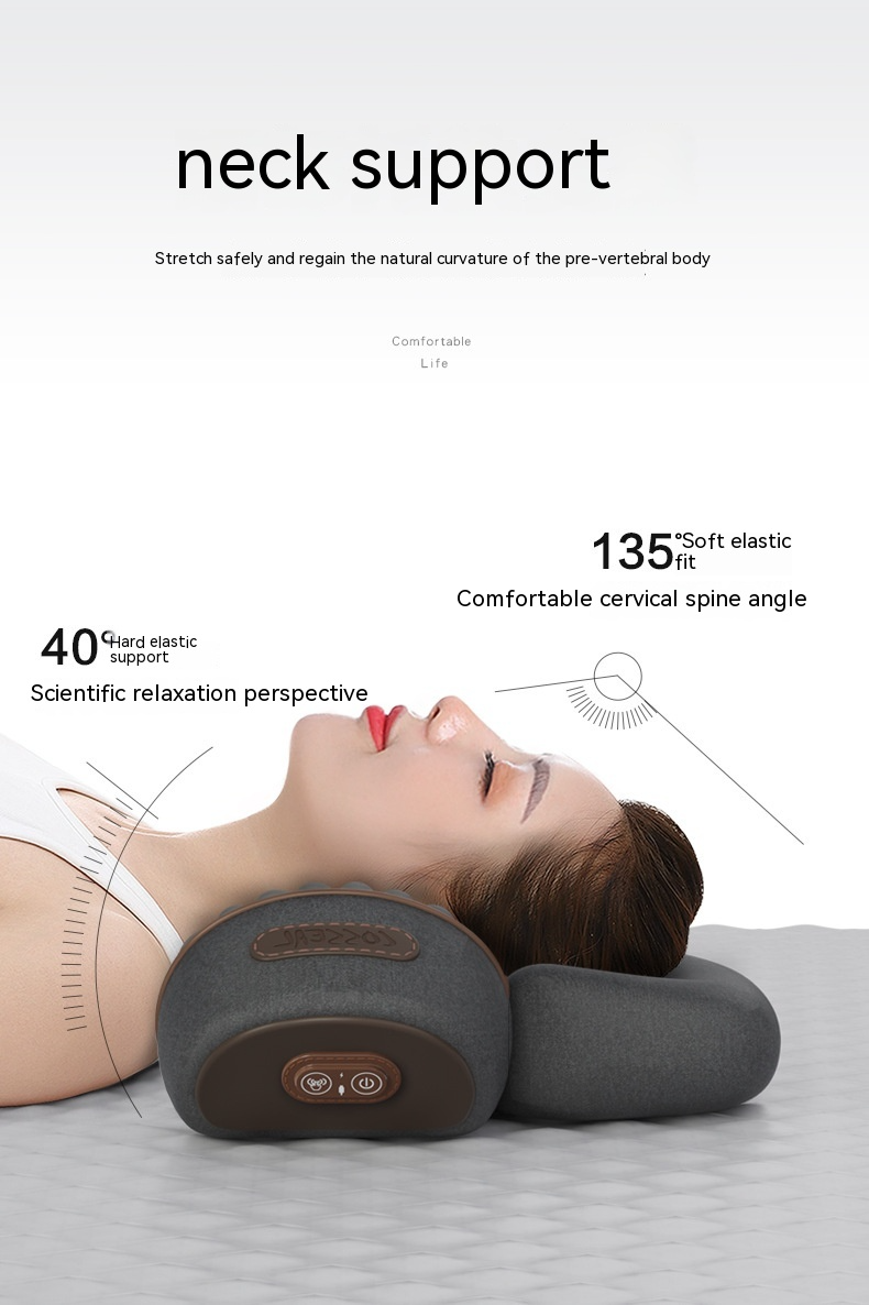 Oreiller Cervical Orthopédique pour le Soutien du Cou, Massage & Chauffage, Mousse à Mémoire de Forme