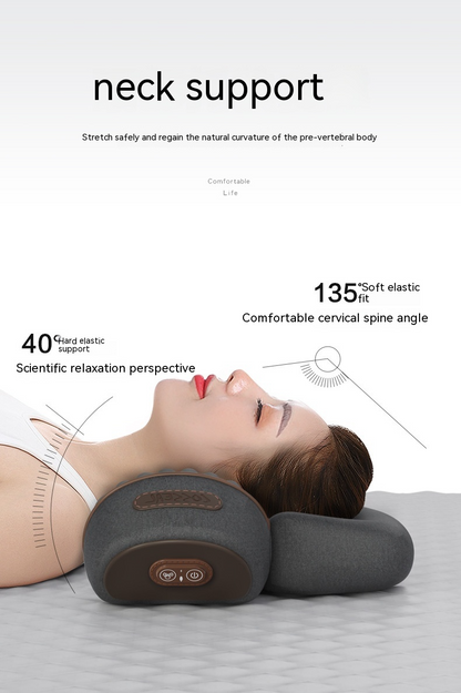 Oreiller Cervical Orthopédique pour le Soutien du Cou, Massage & Chauffage, Mousse à Mémoire de Forme