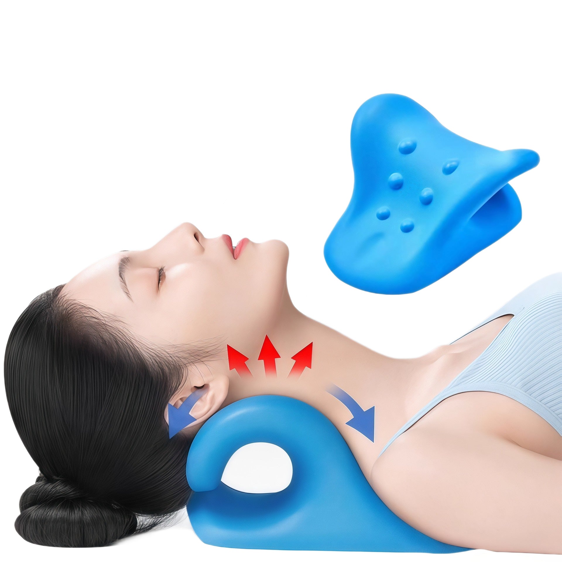Cervical Massage Corrector Traction Pillow C-Shaped Neck Support, Neck Protection