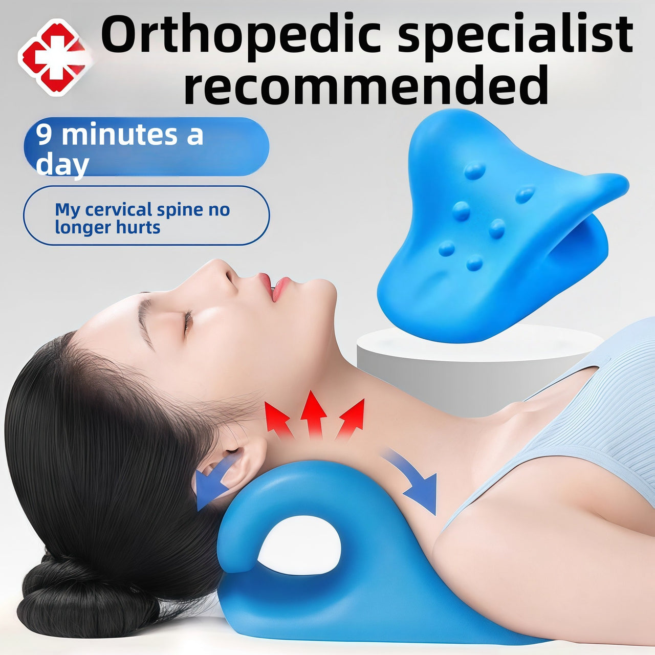 Cervical Massage Corrector Traction Pillow C-Shaped Neck Support, Neck Protection