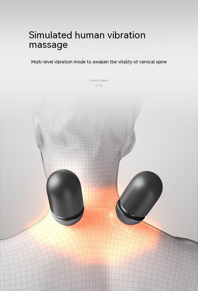 Oreiller Cervical Orthopédique pour le Soutien du Cou, Massage & Chauffage, Mousse à Mémoire de Forme