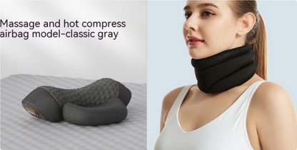 Oreiller Cervical Orthopédique pour le Soutien du Cou, Massage & Chauffage, Mousse à Mémoire de Forme